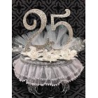 25th Anniversary Birthday Cake Topper Centerpiece with Number Rhinestones